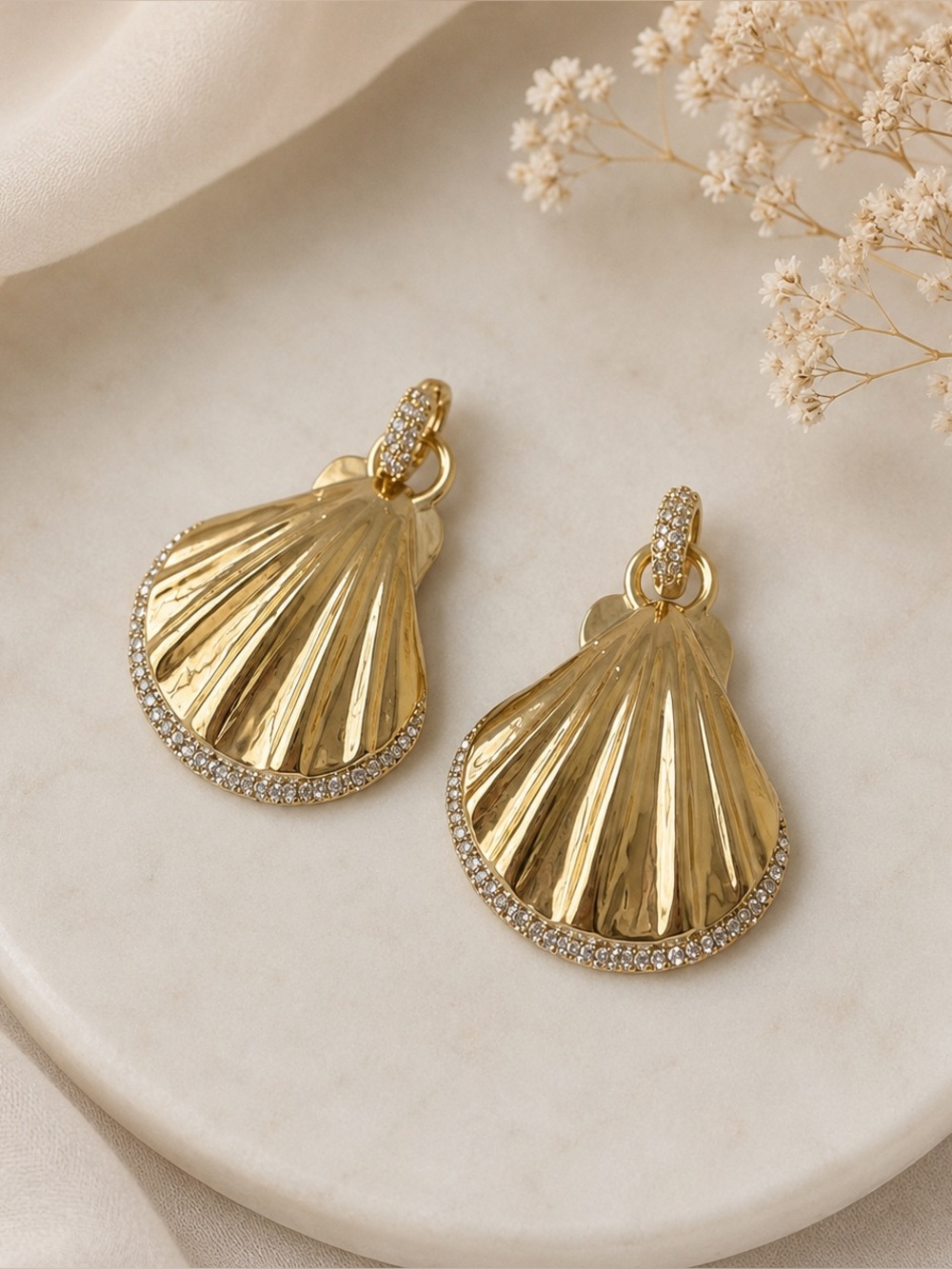 BY ALONA GILA Shell Drop Hoop Earrings - Gold
